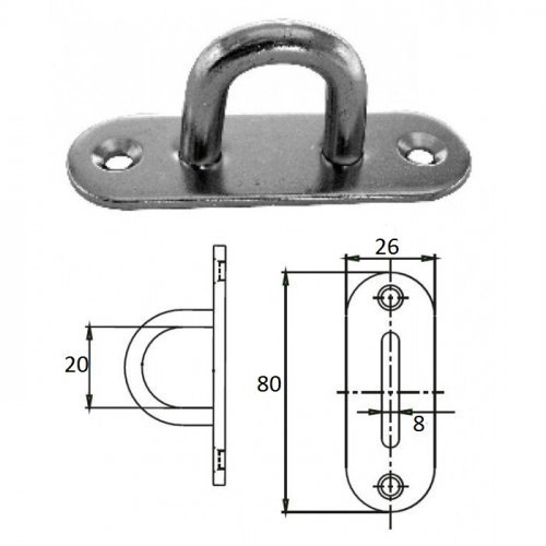 Планка овальная с проушиной 8 мм AISI 304 Планка овальная с проушиной 8 мм AISI 304